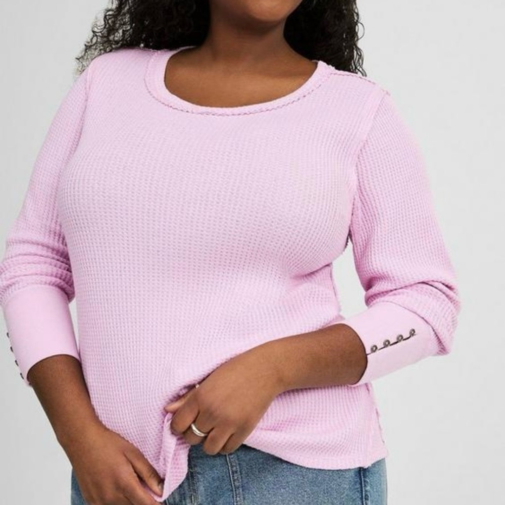 Fitted PINK Crewneck waffle Tee